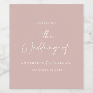 Étiquette Pour Bouteilles De Vin Mariage de typographie décontracté moderne blush r