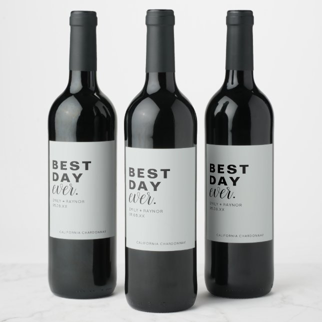 Étiquette Pour Bouteilles De Vin Mariage de typographie le jour meilleur (Bouteilles)