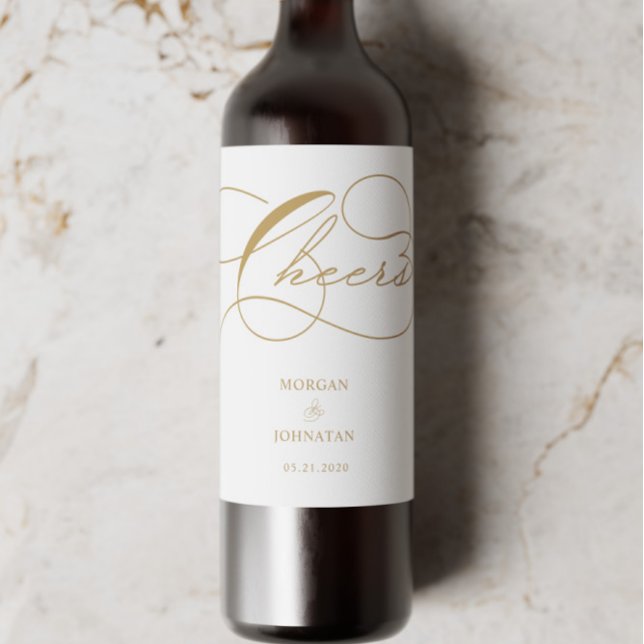 Étiquette Pour Bouteilles De Vin Mariage de typographie luxueuse (Créateur téléchargé)