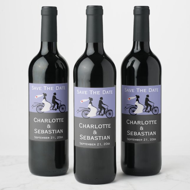 Étiquette Pour Bouteilles De Vin Mariage De Vélos Cute Tandem (Bouteilles)