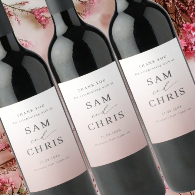 Étiquette Pour Bouteilles De Vin Mariage Dégradé Or Rose Moderne  (Créateur téléchargé)