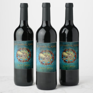 Étiquette Pour Bouteilles De Vin Mariage d'engrenages Rusty Steampunk personnalisé