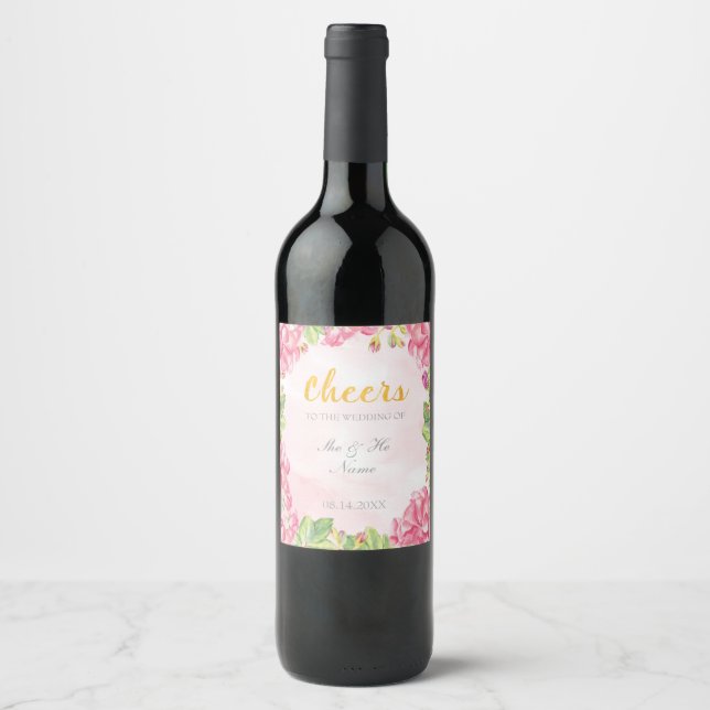 Étiquette Pour Bouteilles De Vin Mariage des fleurs d'été (Devant)