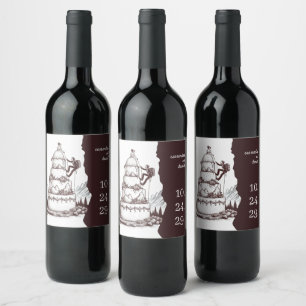 Étiquette Pour Bouteilles De Vin Mariage des Grimpeurs de Gâteau