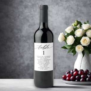 Étiquette Pour Bouteilles De Vin Mariage des numéros de table minimalistes