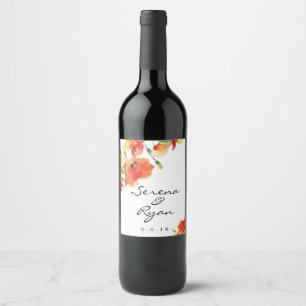 Étiquette Pour Bouteilles De Vin Mariage d'été Golden Poppy