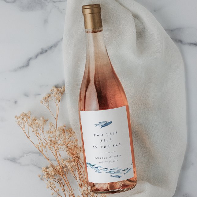 Étiquette Pour Bouteilles De Vin Mariage Deux Moins de Poissons dans la Mer (Créateur téléchargé)