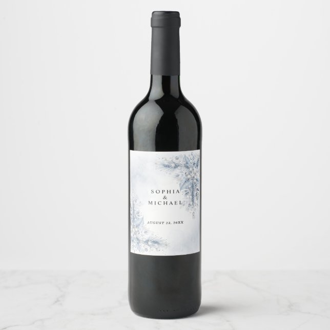 Étiquette Pour Bouteilles De Vin Mariage d'hiver aux baies blanches gelées  (Devant)