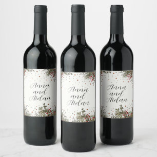 Étiquette Pour Bouteilles De Vin Mariage d'hiver Élégante Florale Modernité Inspira