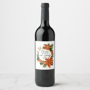 Étiquette Pour Bouteilles De Vin Mariage d'hiver Poinsettia Citrus Gold