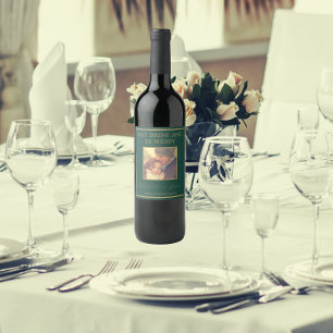 Étiquette Pour Bouteilles De Vin Mariage D'Or Script Bride Et Photo De La Pièce V
