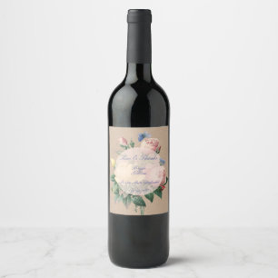 Étiquette Pour Bouteilles De Vin Mariage du jardin papillon Rose anglais