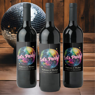 Étiquette Pour Bouteilles De Vin Mariage du Party Disco Ball Sparkle Glam des année