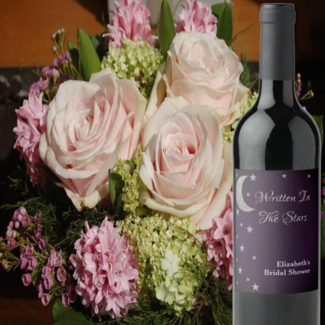 Étiquette Pour Bouteilles De Vin Mariage écrit dans les étoiles (Créateur téléchargé)