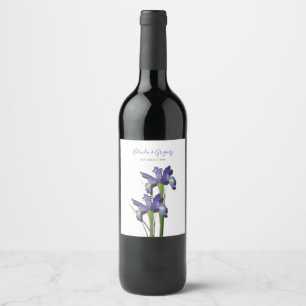 Étiquette Pour Bouteilles De Vin Mariage élégant à l'Iris Violet