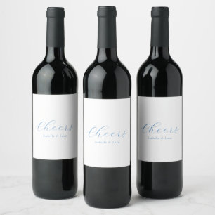 Étiquette Pour Bouteilles De Vin Mariage élégant bleu et blanc de style côtier chic