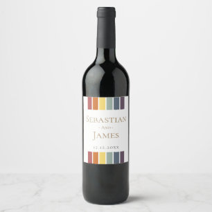 Étiquette Pour Bouteilles De Vin Mariage élégant gay arc-en-ciel LGBTQ