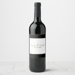 Étiquette Pour Bouteilles De Vin Mariage Élégant Moderne Minimaliste Or Noir Blanc