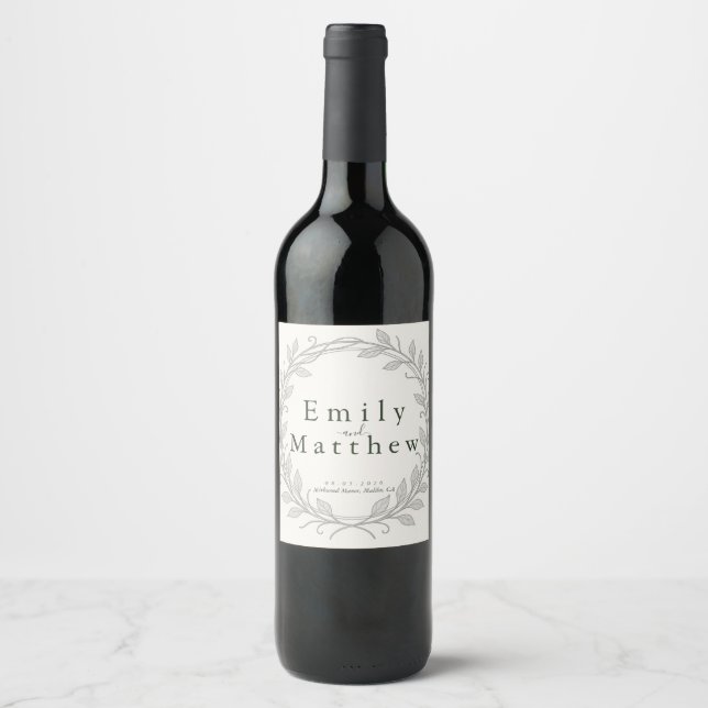 Étiquette Pour Bouteilles De Vin Mariage Elven Silverleaf (Devant)