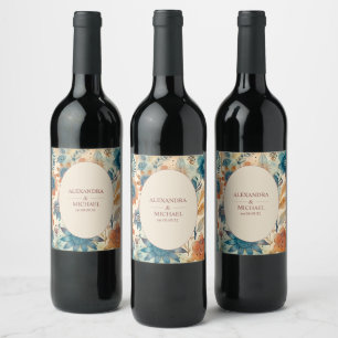 Étiquette Pour Bouteilles De Vin Mariage en terre cuite Retro Vintage Sixties