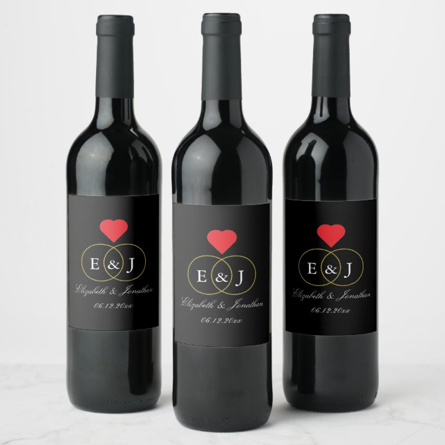 Étiquette Pour Bouteilles De Vin Mariage Entwin Rings (Bouteilles)