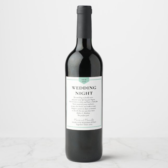 Étiquette Pour Bouteilles De Vin Mariage Étape NUIT DE NOCE (Devant)