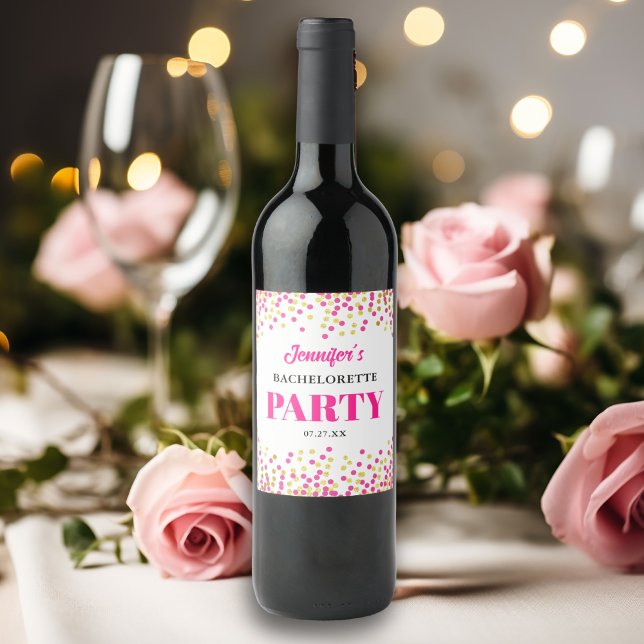 Étiquette Pour Bouteilles De Vin Mariage EVJF Glam Dots (Créateur téléchargé)