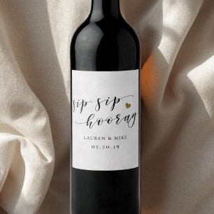 Étiquette Pour Bouteilles De Vin Mariage Fête de Fiançailles Sip Sip Hooray