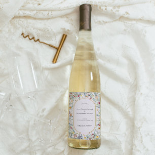 Étiquette Pour Bouteilles De Vin Mariage Fleur de Lavande Sauvage Vintage