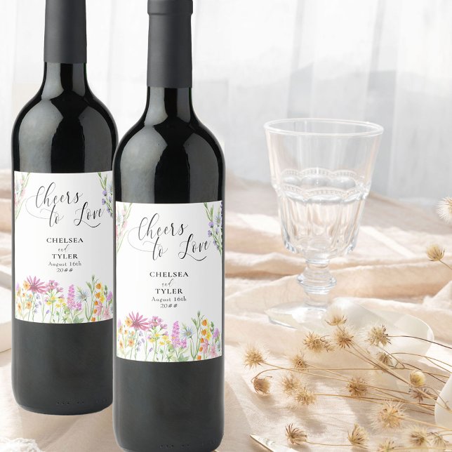 Étiquette Pour Bouteilles De Vin Mariage Fleur sauvage Meadow (Say Cheers to Love with personalized wedding wine labels - great as gifts, at dinner or on the bar)