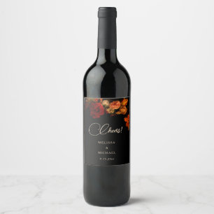 Étiquette Pour Bouteilles De Vin Mariage Fleurs Sombres Art Fin Vintage