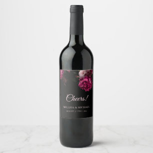 Étiquette Pour Bouteilles De Vin Mariage Fleurs Sombres Art Fin Vintage Acclamation