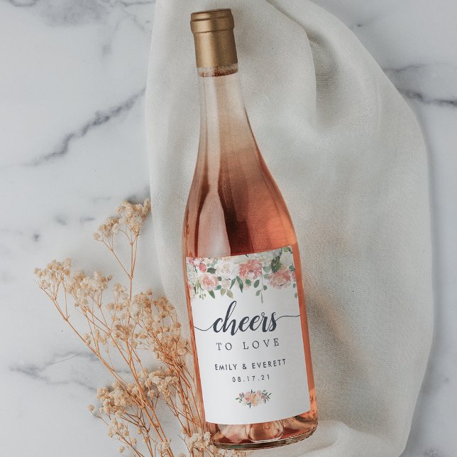 Étiquette Pour Bouteilles De Vin Mariage Floral de mi-été "Cheval à l'amour" (Créateur téléchargé)