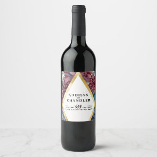 Étiquette Pour Bouteilles De Vin Mariage floral élégant enchanté