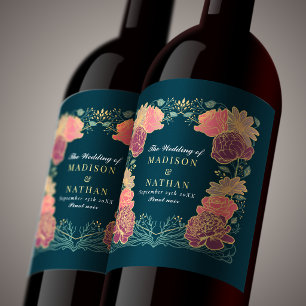Étiquette Pour Bouteilles De Vin Mariage Floral Fantastique Enchanté Rose Violet 
