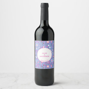 Étiquette Pour Bouteilles De Vin Mariage Floral Fleur sauvage bleu