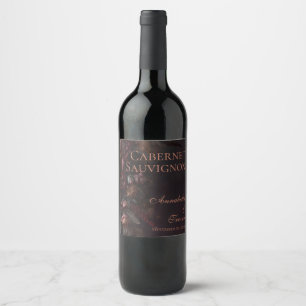 Étiquette Pour Bouteilles De Vin Mariage Floral Foncé Bourgogne Nom Personnalisé