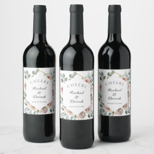 Étiquette Pour Bouteilles De Vin Mariage Floral Rose Blush Bohème