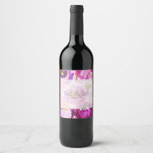 Étiquette Pour Bouteilles De Vin Mariage floral vibrant rose et violet