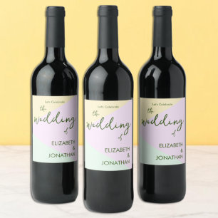 Étiquette Pour Bouteilles De Vin Mariage géométrique Pastel Muet