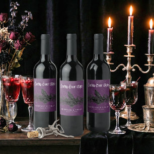 Étiquette Pour Bouteilles De Vin Mariage gothique corbeau violet foncé à jamais