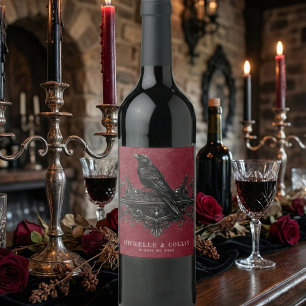 Étiquette Pour Bouteilles De Vin Mariage gothique noir corbeau vin foncé à jamais