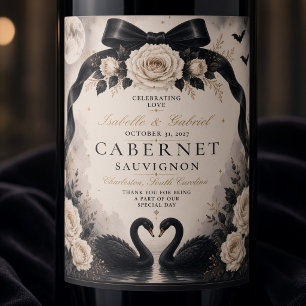 Étiquette Pour Bouteilles De Vin Mariage gothique noir luxueux à ruban