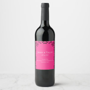 Étiquette Pour Bouteilles De Vin Mariage gothique rose chaud et noir