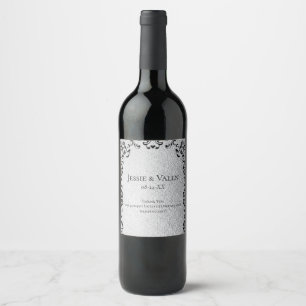 Étiquette Pour Bouteilles De Vin Mariage gothique tourbillon argent et noir