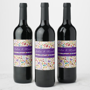 Étiquette Pour Bouteilles De Vin Mariage Jardin de fleurs exotiques Wild Rose Woods