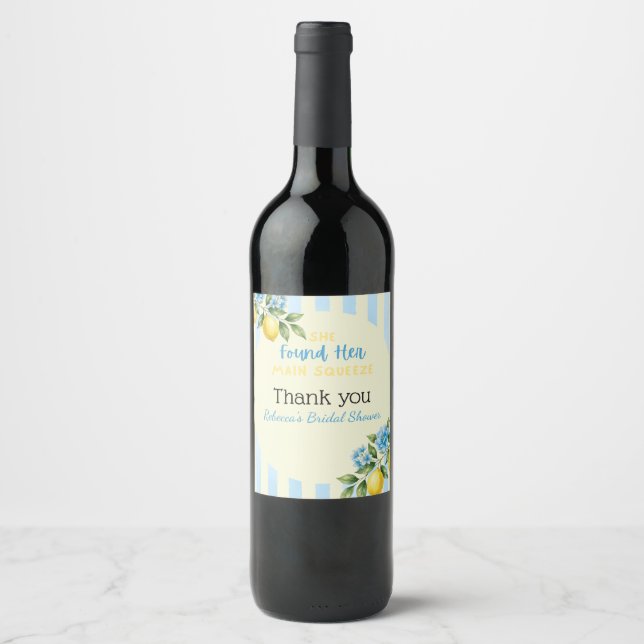 Étiquette Pour Bouteilles De Vin Mariage Lemon Blue Main Squeeze (Devant)