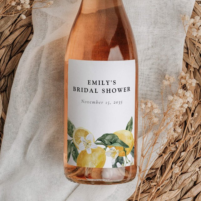 Étiquette Pour Bouteilles De Vin Mariage Lemon Citrus Main Squeeze (Créateur téléchargé)