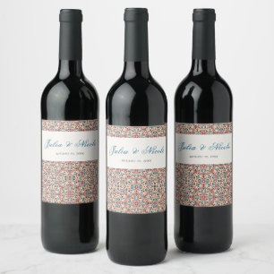 Étiquette Pour Bouteilles De Vin Mariage mandala géométrique en treillis marocain