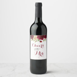 Étiquette Pour Bouteilles De Vin Mariage Marsala Bourgogne Floral Enterrement de Vi